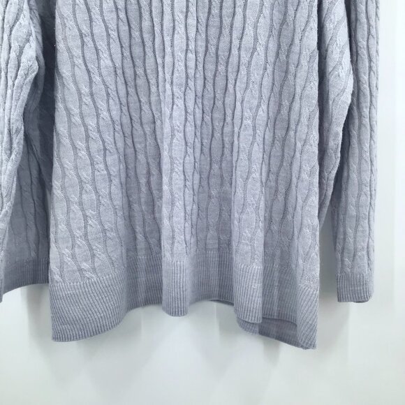 Women's 2X Gray Cable Knit Sweater Lightweight Long Sleeve Round Wide Neckline - Picture 4 of 10